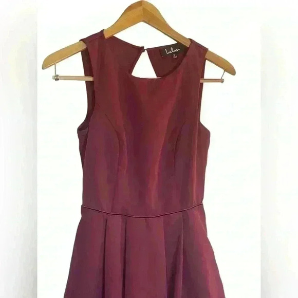 Lulus Wine Red Burgundy Party Hop Backless Skater Dress Size Small Holiday Dance - Picture 4 of 10